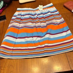 J. CREW FACTORY STRIPED GATHERED MINI SKIRT BRIGHT COLORS SUMMER FALL PREPPY NWT